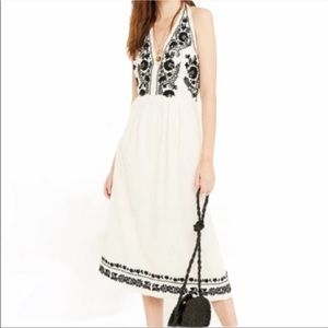 Urban Outfitters Embroidered Halter Midi Dress Size Large